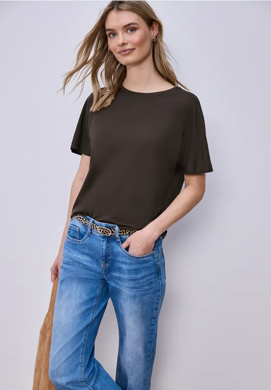 Basic Shirt met schouders espresso brown