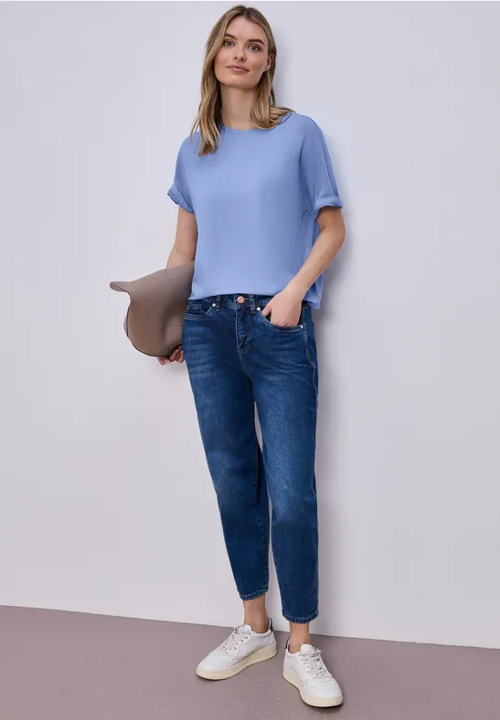 Basic Shirt met schouders drift blue