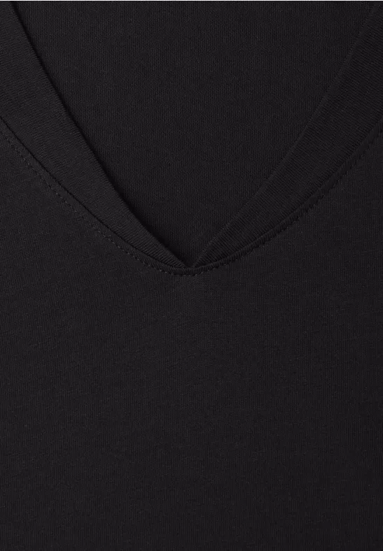 Dropped Shoulder Shirt mit V-Neck Black