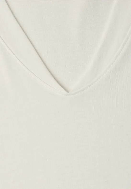 Shirt met overhangende schouders en V-hals off white