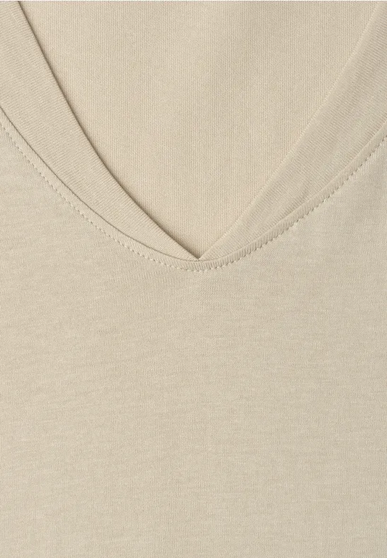 Koszulka na ramiączkach z dekoltem w szpic cotton beige