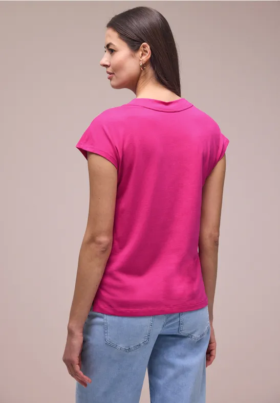 Shirt met overhangende schouders en V-hals magenta dream