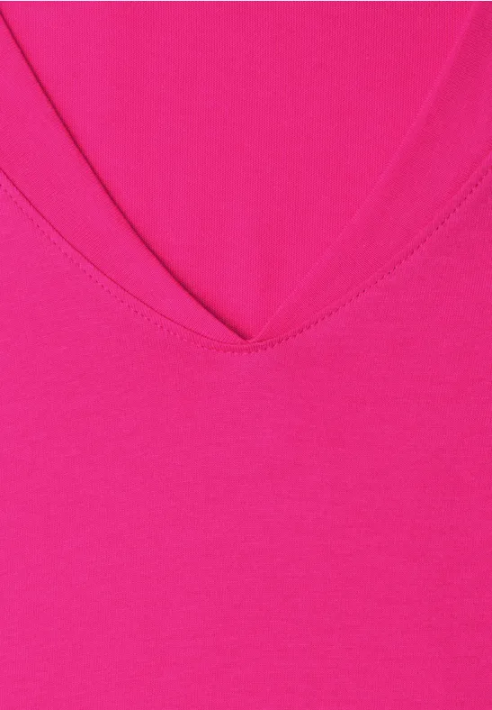 Shirt met overhangende schouders en V-hals magenta dream