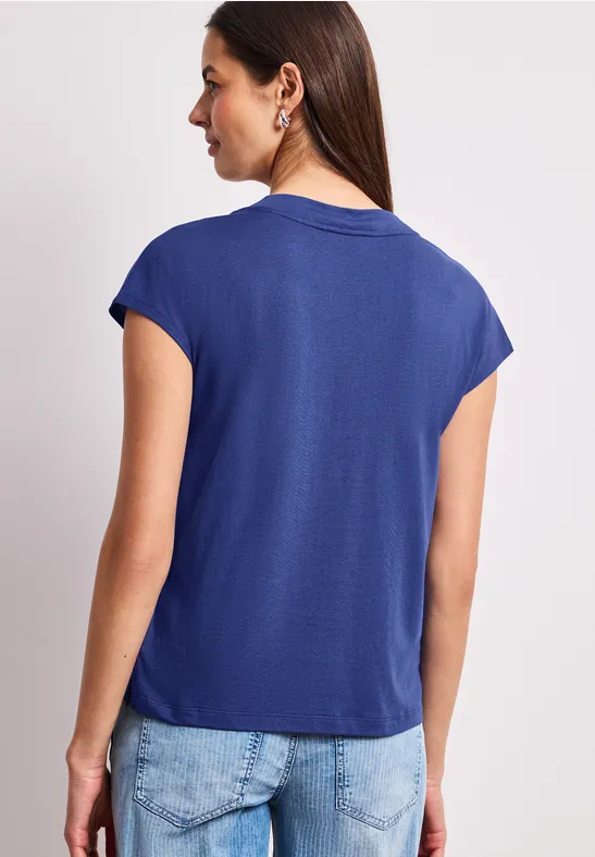Dropped Shoulder Shirt mit V-Neck amparo blue
