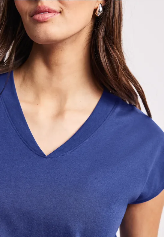 Dropped Shoulder Shirt mit V-Neck amparo blue