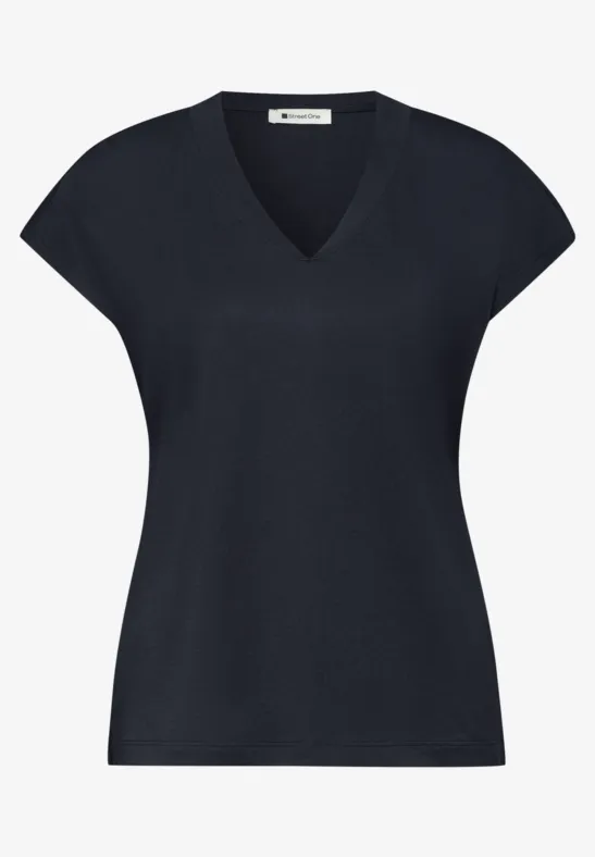 Dropped Shoulder Shirt mit V-Neck shadowed navy