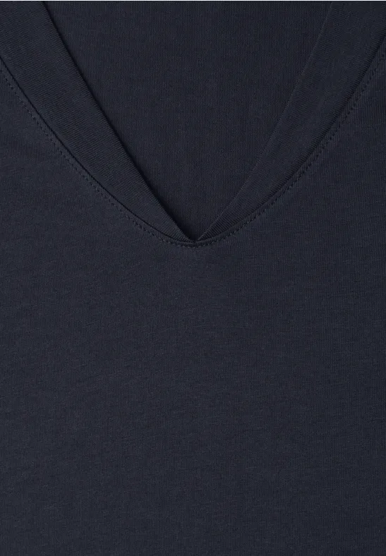 Dropped Shoulder Shirt mit V-Neck shadowed navy