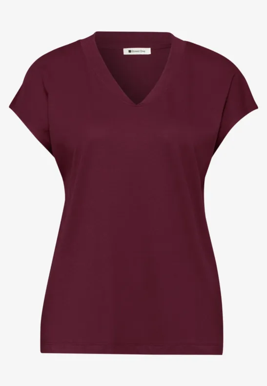 Koszulka na ramiączkach z dekoltem w szpic truffle red