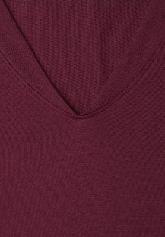 Koszulka na ramiączkach z dekoltem w szpic truffle red