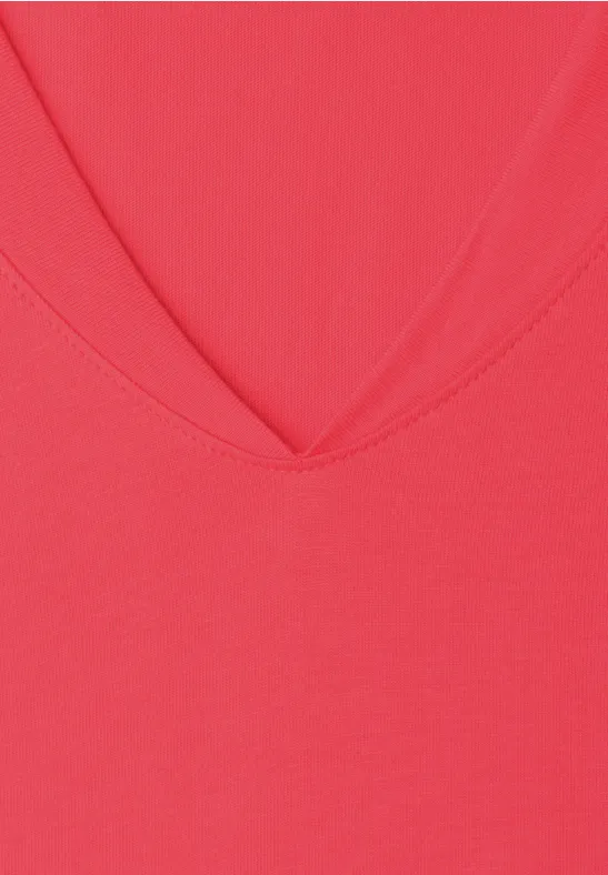 Dropped Shoulder Shirt mit V-Neck sunset red