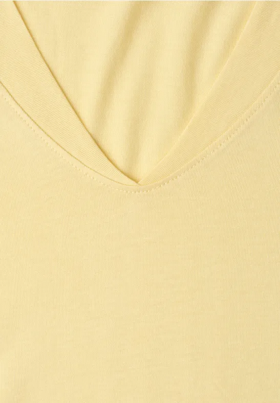 Dropped Shoulder Shirt mit V-Neck soft yellow