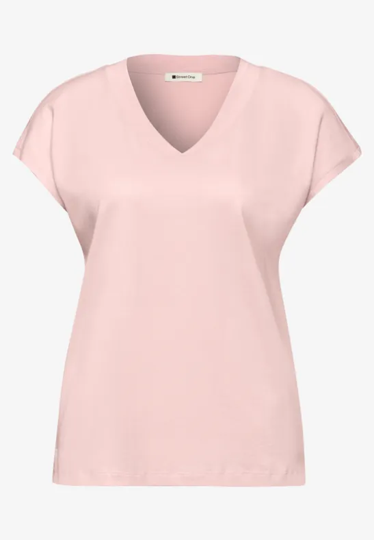 Dropped Shoulder Shirt mit V-Neck minimal rose