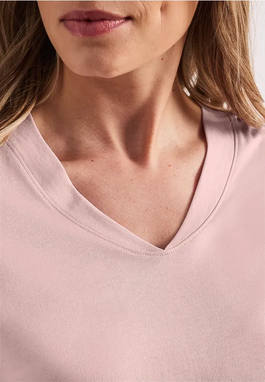 Dropped Shoulder Shirt mit V-Neck minimal rose