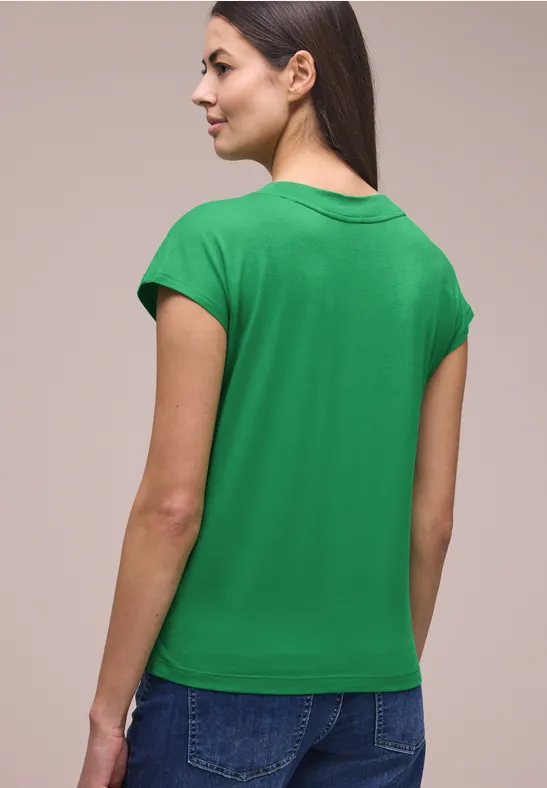 Dropped Shoulder Shirt mit V-Neck ever green