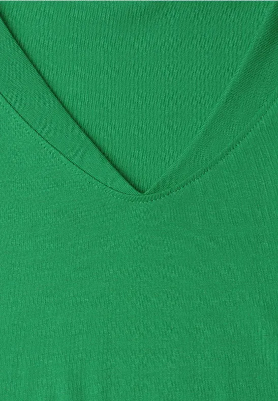 Dropped Shoulder Shirt mit V-Neck ever green