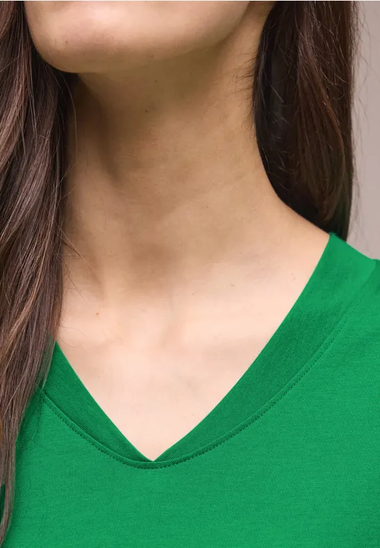 Dropped Shoulder Shirt mit V-Neck ever green