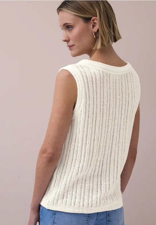 Weste mit V-Neck und Knopfleiste off white