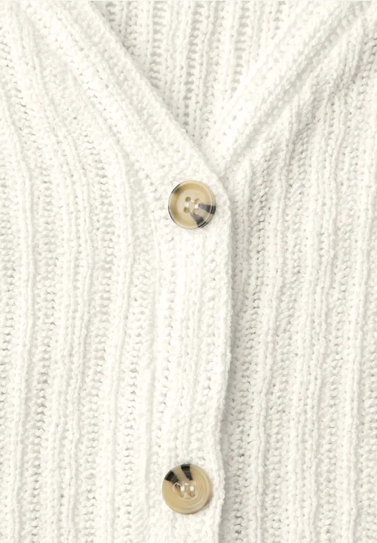 Weste mit V-Neck und Knopfleiste off white