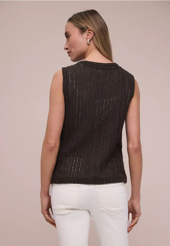 Gilet avec col en V et patte de boutonnage espresso brown