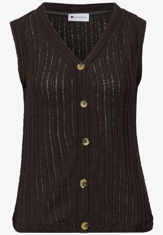 Gilet avec col en V et patte de boutonnage espresso brown