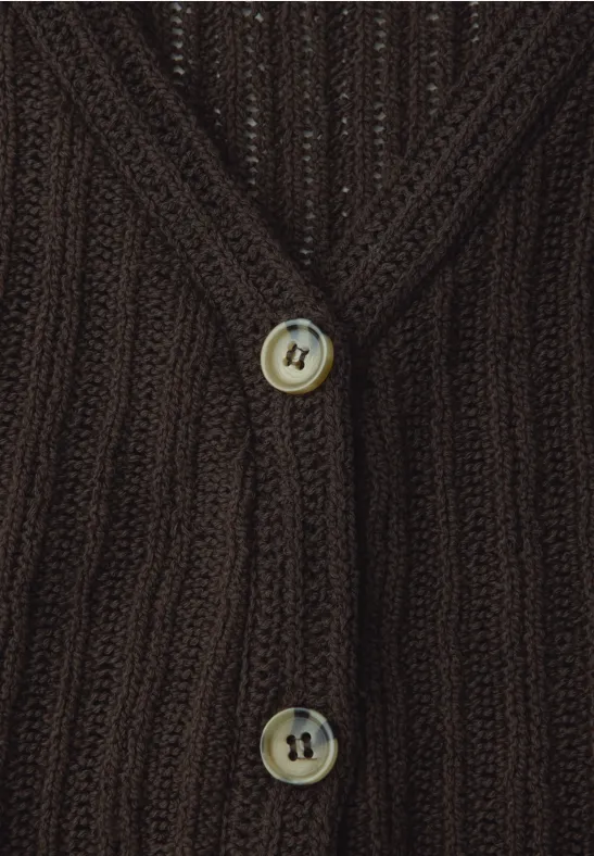 Gilet avec col en V et patte de boutonnage espresso brown