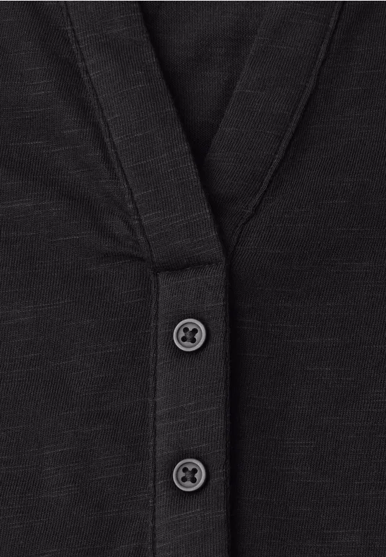 Dropped Shoulder Shirt mit Split Neck Black