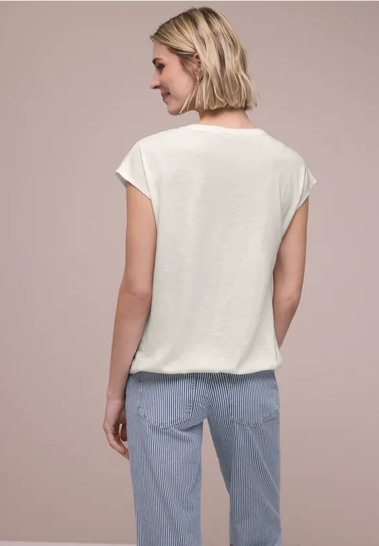 Dropped Shoulder Shirt mit Split Neck off white