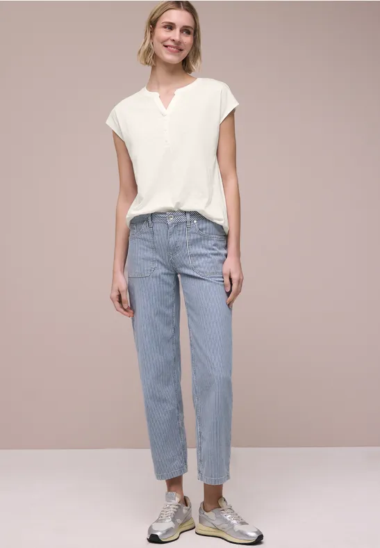 Dropped Shoulder Shirt mit Split Neck off white