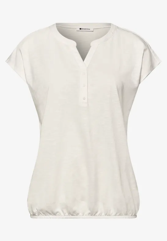 Dropped Shoulder Shirt mit Split Neck off white