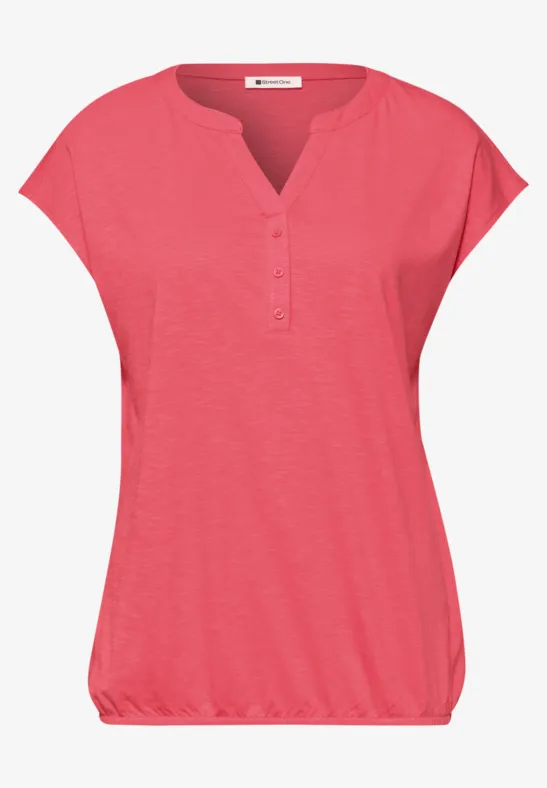 Dropped Shoulder Shirt mit Split Neck striking coral