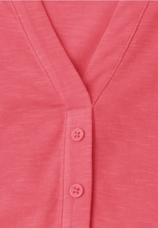 Dropped Shoulder Shirt mit Split Neck striking coral