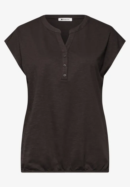 Dropped Shoulder Shirt mit Split Neck espresso brown