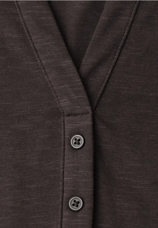 Dropped Shoulder Shirt mit Split Neck espresso brown