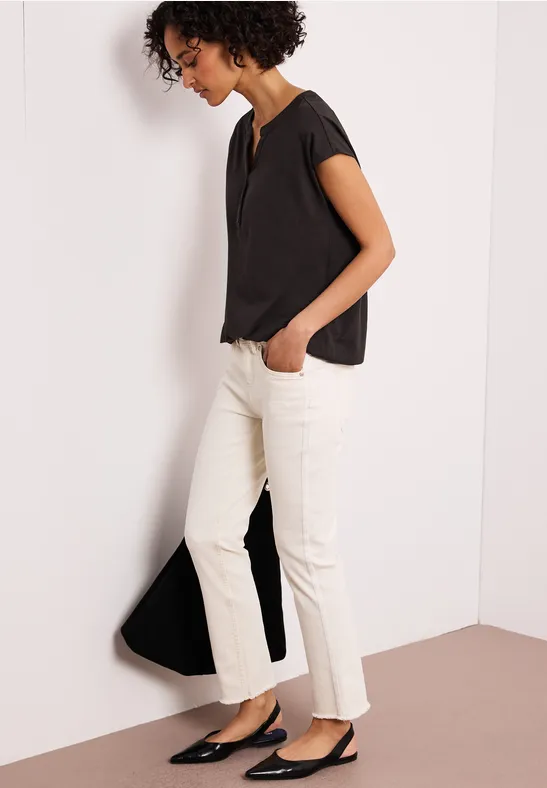 Dropped Shoulder Shirt mit Split Neck espresso brown