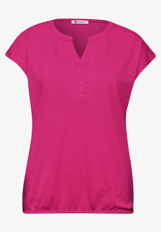 Dropped Shoulder Shirt mit Split Neck magenta dream