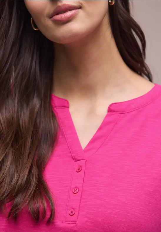 Dropped Shoulder Shirt mit Split Neck magenta dream