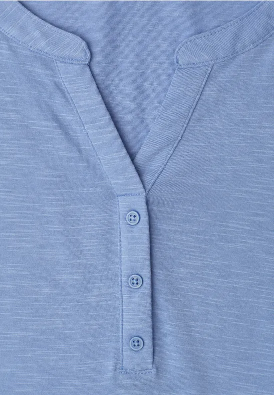 Chemise dropped shoulder avec col fendu drift blue