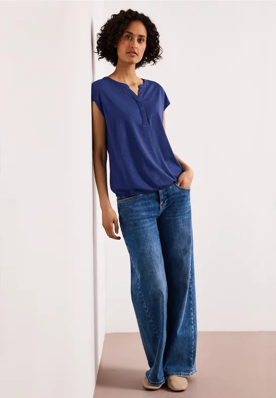 Dropped Shoulder Shirt mit Split Neck amparo blue