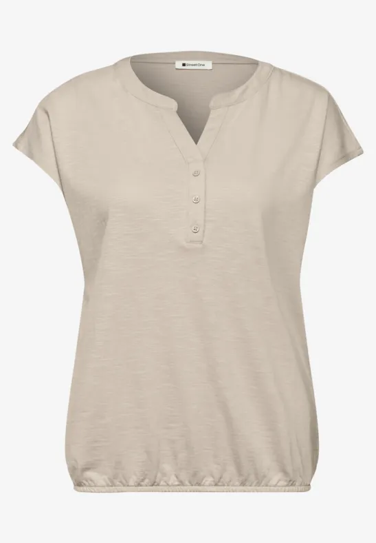 Dropped Shoulder Shirt mit Split Neck clay sand