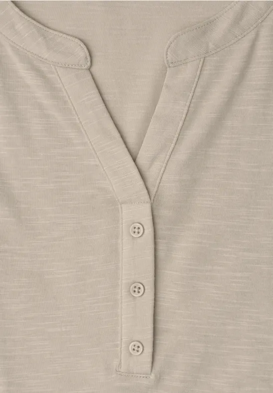 Dropped Shoulder Shirt mit Split Neck clay sand