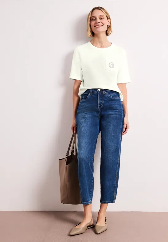 T-Shirt mit Rundhals und Deko-Detail off white