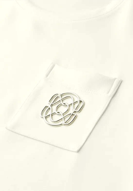 T-Shirt mit Rundhals und Deko-Detail off white