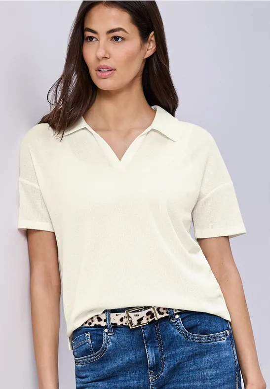 Polo à manches courtes en couleur unie off white