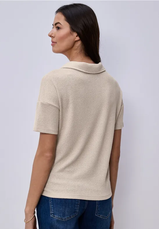 Polo à manches courtes en couleur unie clay sand