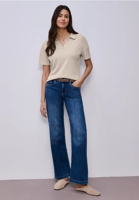 Polo à manches courtes en couleur unie clay sand