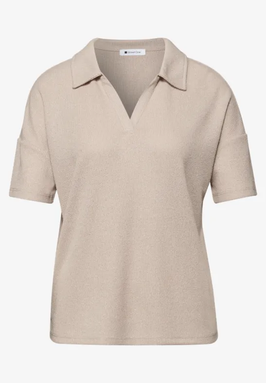 Polo à manches courtes en couleur unie clay sand