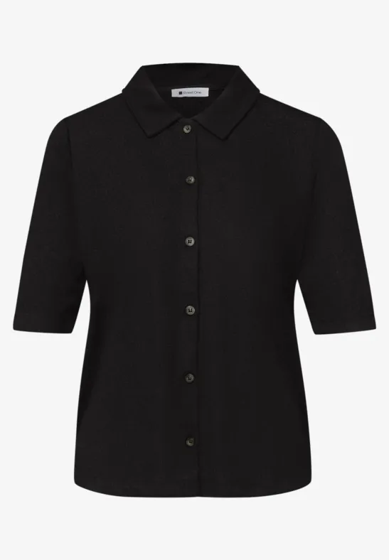Kurzarm Shirt mit Knopfleiste Black