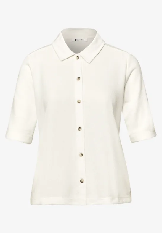 Kurzarm Shirt mit Knopfleiste off white