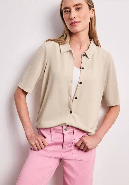 Shirt met korte mouwen en knoopsluiting moonstone sand