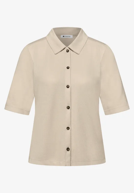 Shirt met korte mouwen en knoopsluiting moonstone sand